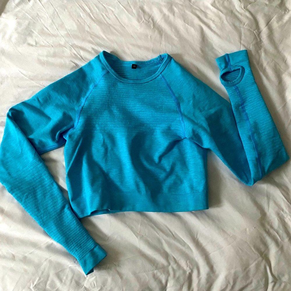 Light blue Alphalete Long Sleeve Crop Top - XS